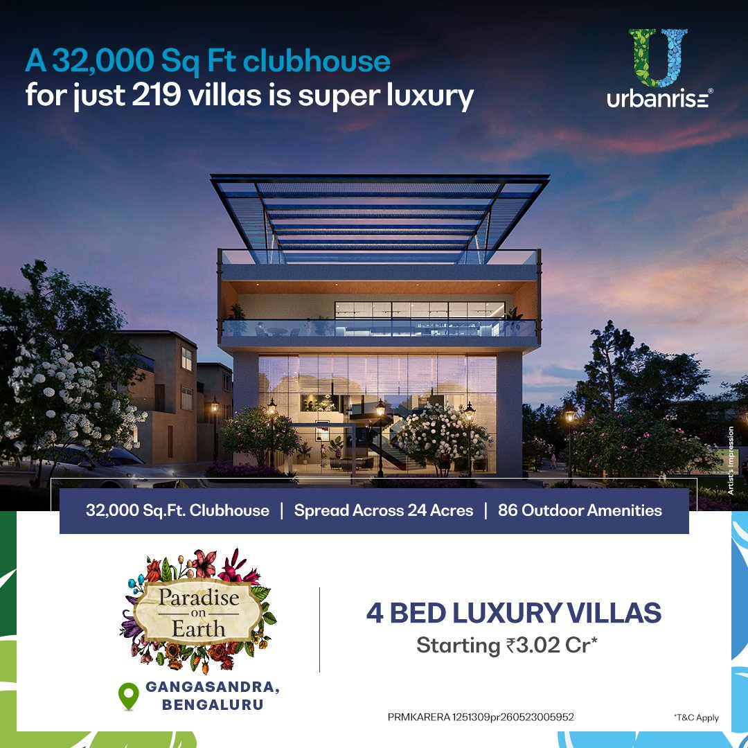 Urbanrise 4BHK villa in Bangalore Paradise on earth