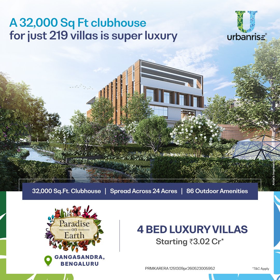 Urbanrise 4BHK villa in Bangalore Paradise on earth